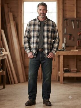 Carhartt Plaid Button-Up Shirt Jacket in Black, Tan, White